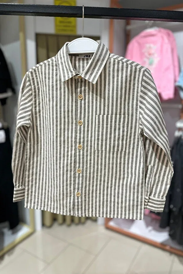 Детская рубашка для мальчиков с длинным рукавом Jena, Green Khaki
