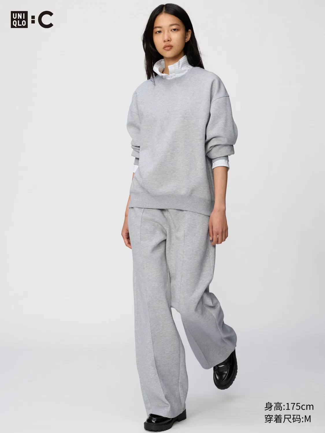 Толстовка свободная с длинным рукавом Uniqlo, серый — фото 4