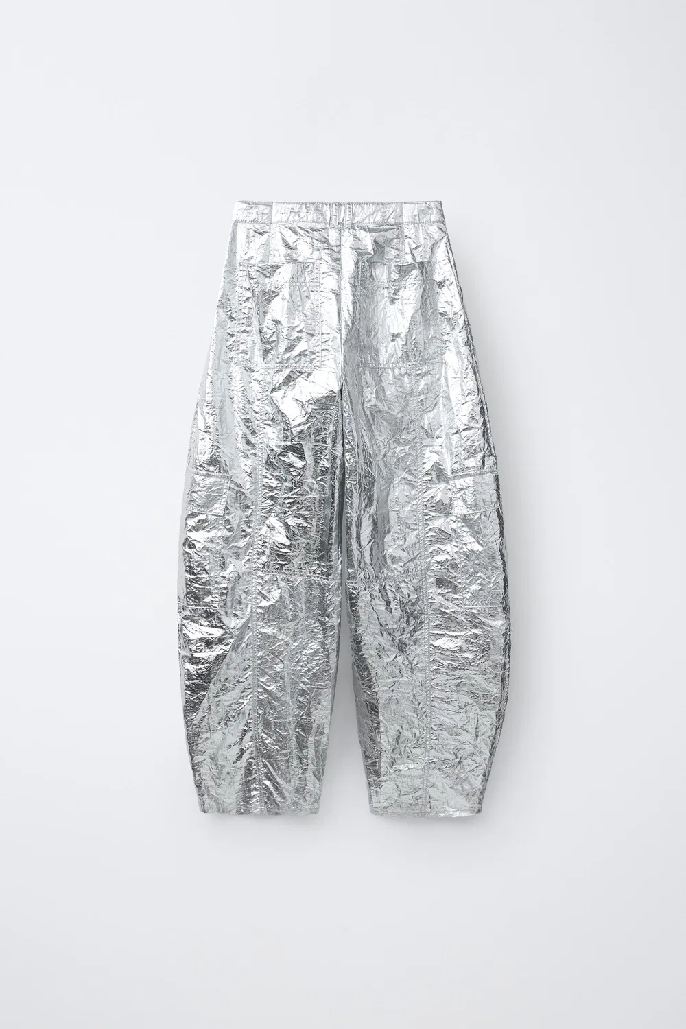 МЕТАЛЛИЧЕСКИЕ БРЮКИ С СТВОЛОМ ZARA, Silver — фото 2