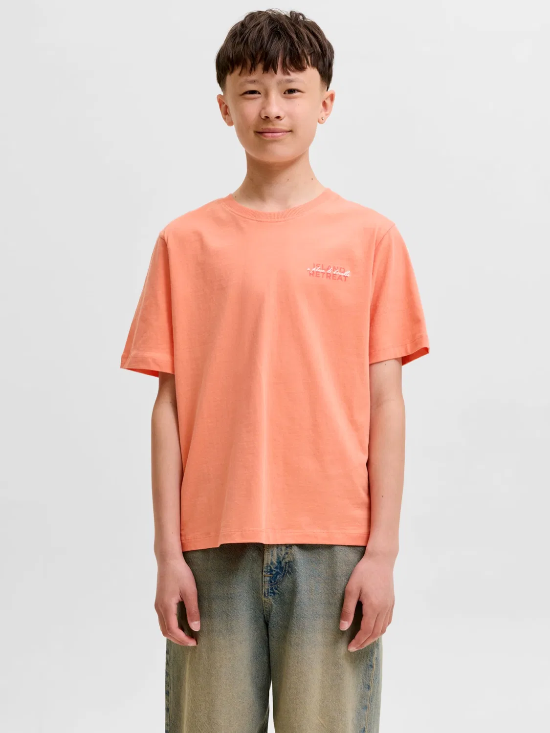 Детская футболка Jack & Jones Junior JCOETERNA оранжевого цвета с рисунком лобстер — фото 3