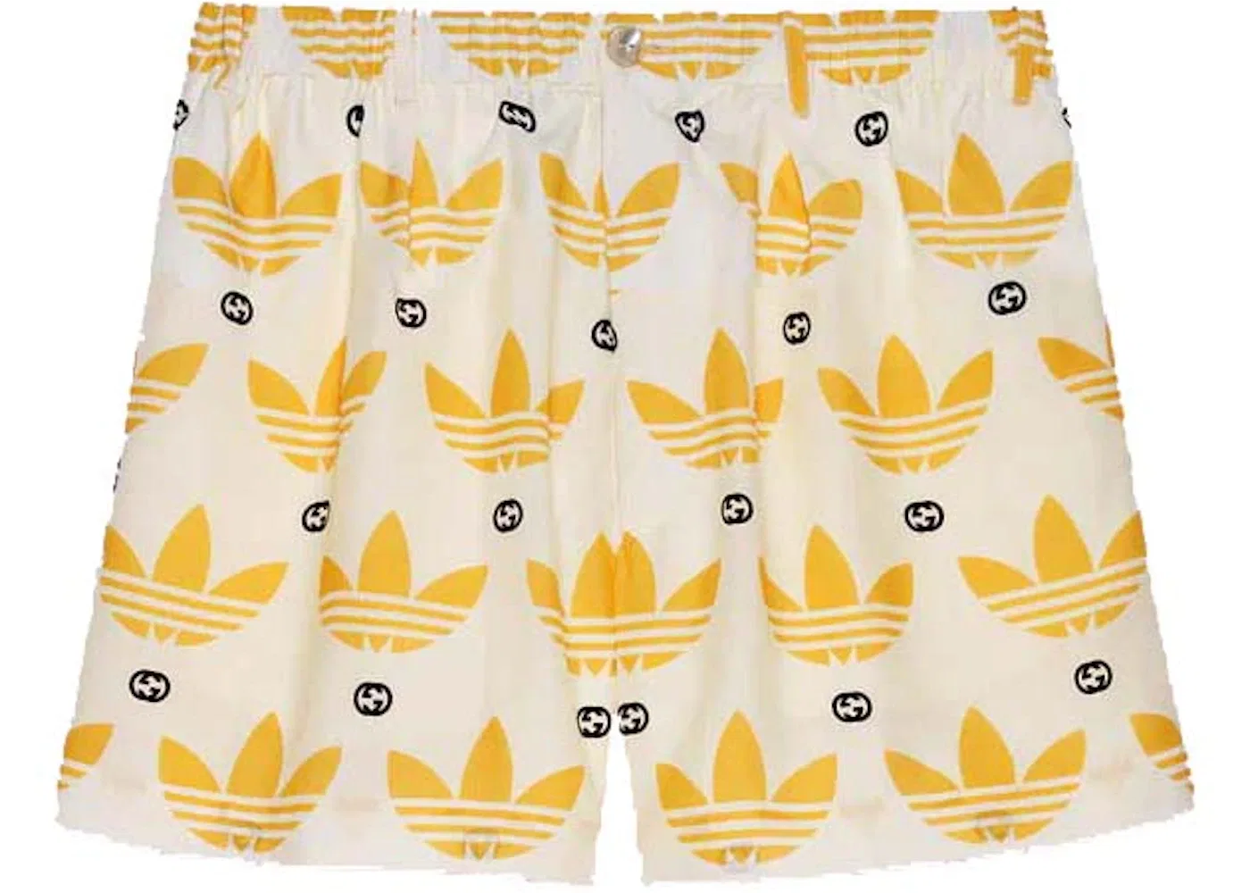 Мужские шорты с принтом Trefoil Gucci x Adidas, Ivory/Black