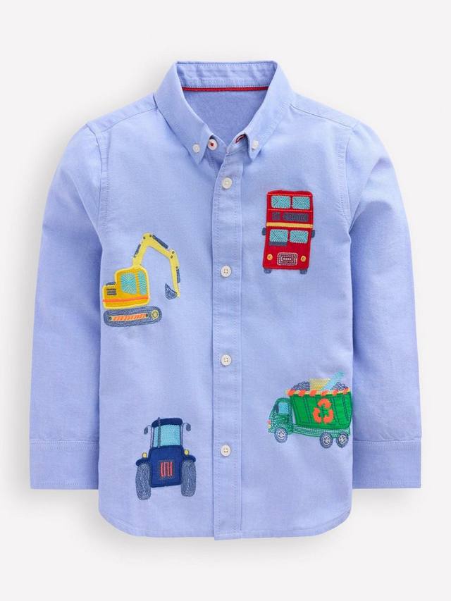 

Детская хлопковая рубашка с длинными рукавами и вышивкой Mini Boden, Vehicles