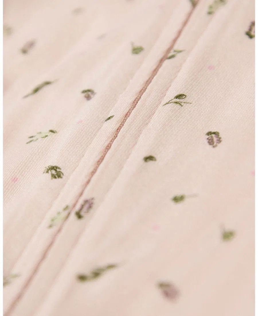 Боди-комбинезон с длинным рукавом, с принтом Tiny Leaves MeMoi, Barely Pink — фото 3
