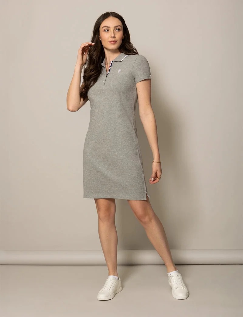 Платье-футболка U.S. Polo Assn Tipped Polo, серый — фото 2