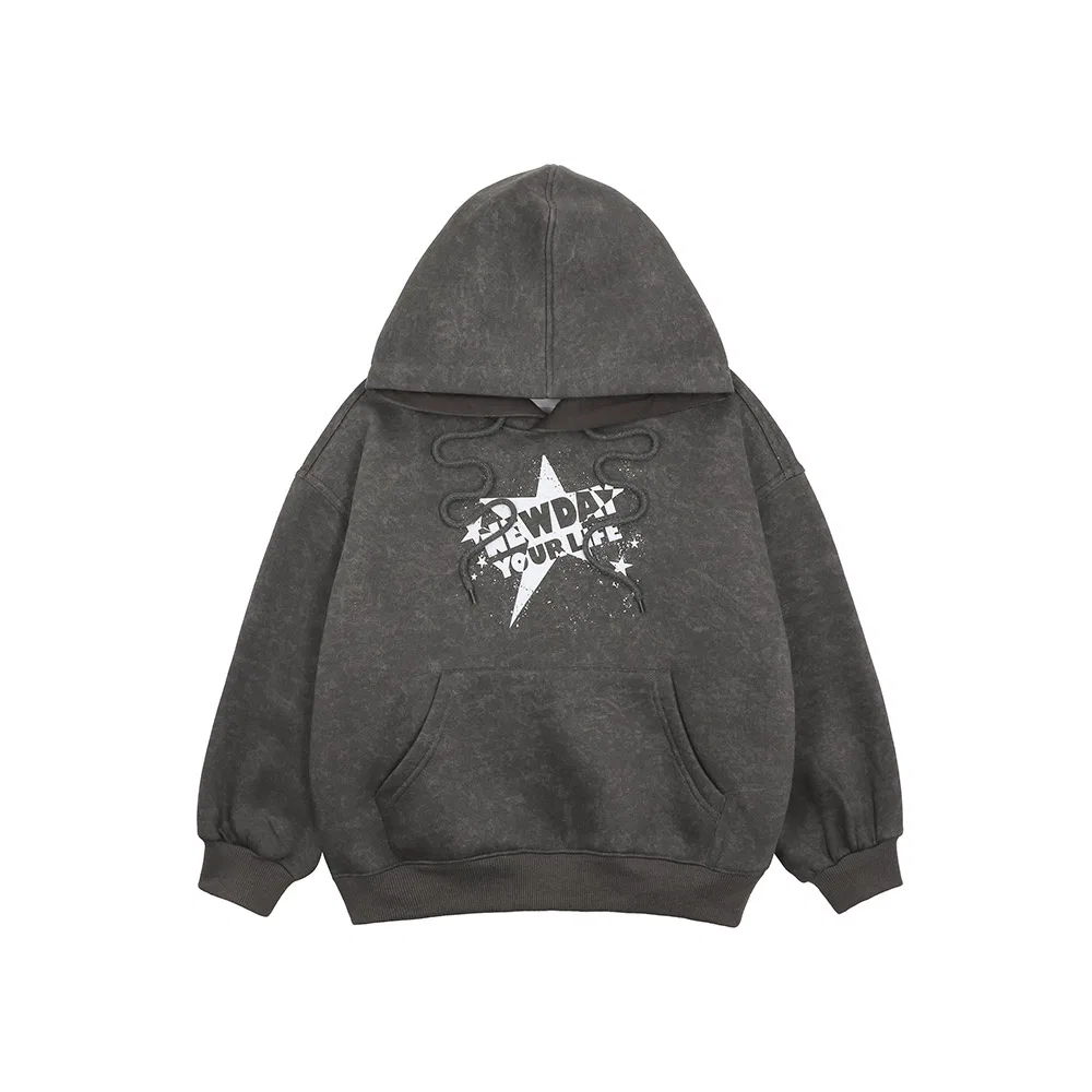 Детское худи с принтом Vintage Ment Star BERRYCLOSET, Charcoal