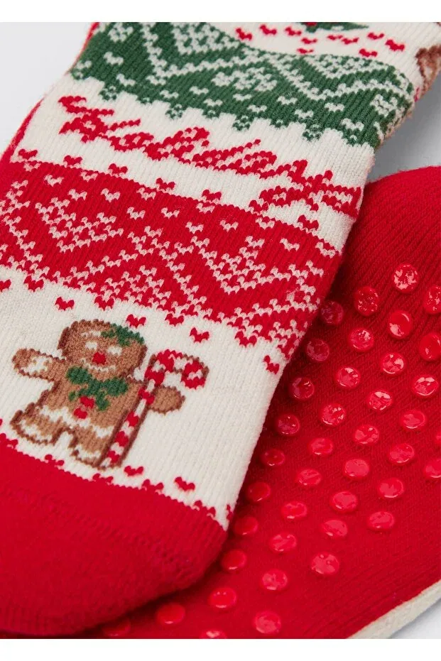 Детские носки для новорожденных с нескользящей подошвой Family noel Calzedonia, Norwegian Red — фото 3