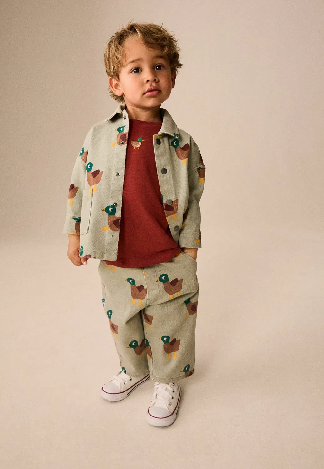 Рубашка-Куртка из саржи с принтом, прямого кроя Next, Sage Green All Over Print Duck — фото 2