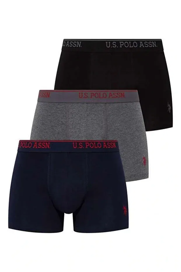 Мужские боксеры с эластичным поясом комплект 3 шт Base. polo assn 80097 U.S. Polo Assn., Black + Anthracite + Dark Blue — фото 2