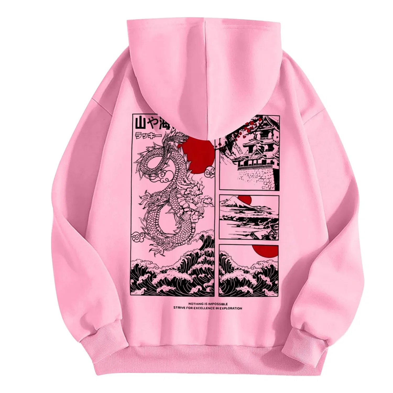 Женский свитшот с капюшоном и принтом Unisex Fleece Sweatshirt, 1-pink — фото 4