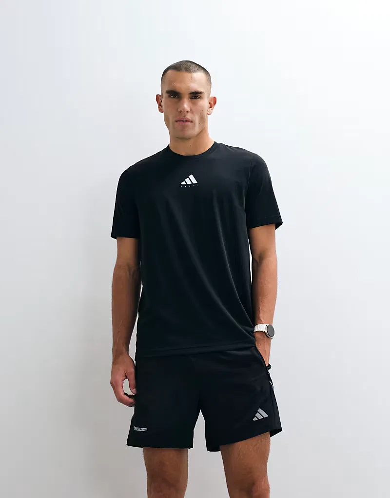 Тренировочная футболка Adidas с принтом падела на спине, черный — фото 2
