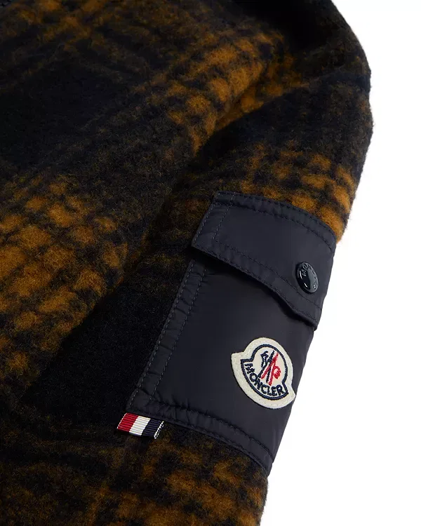 Детская куртка для мальчиков с капюшоном Aubrac Plaid Moncler, темно-синий — фото 4