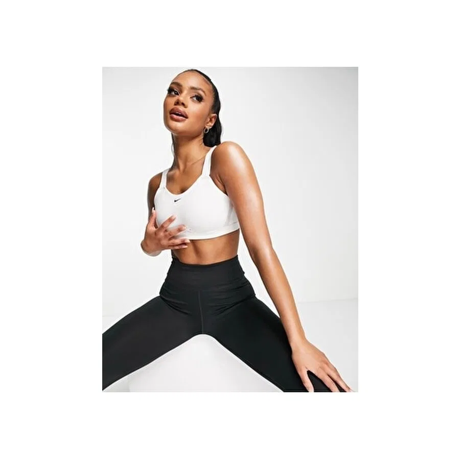 Спортивный бюстгальтер с высокой поддержкой и наполнителем Dri-Fit Alpha Nike, Белый — фото 2