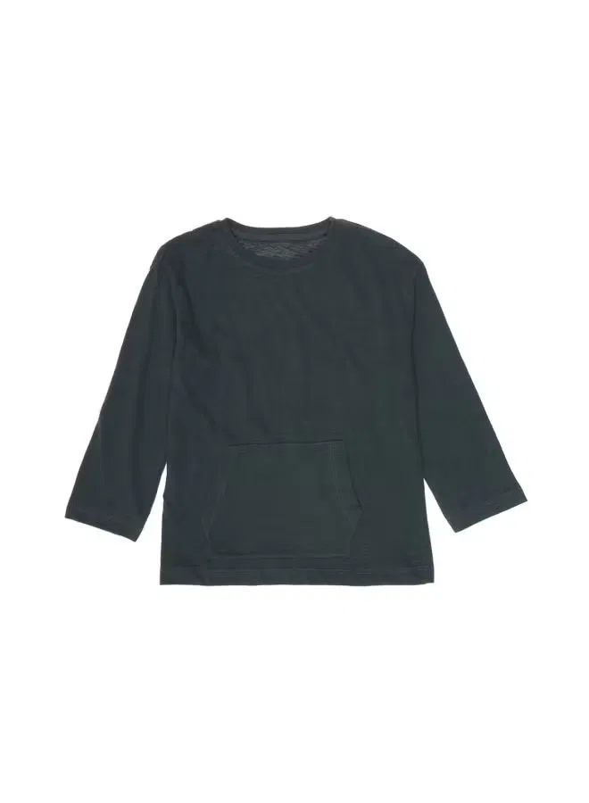 Лонгслив хлопковый с длинным рукавом Zara, темно-зеленый — фото 2