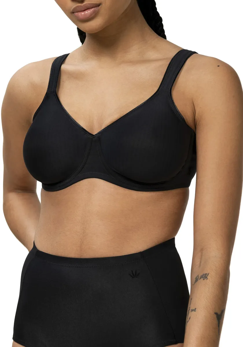 

Бюстгальтер Triumph на косточках "Modern Soft+Cotton W", чашка B-F, с нежным полосатым узором, базовое нижнее белье, черный