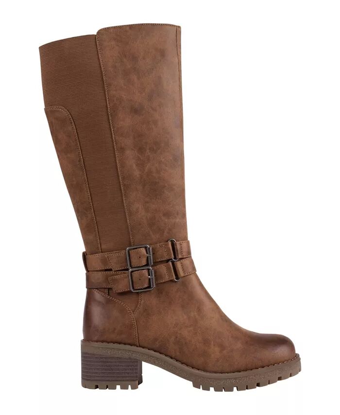 Женские сапоги Jonah Lug Sole Block Heel до колена GC Shoes, коричневый/бежевый — фото 2