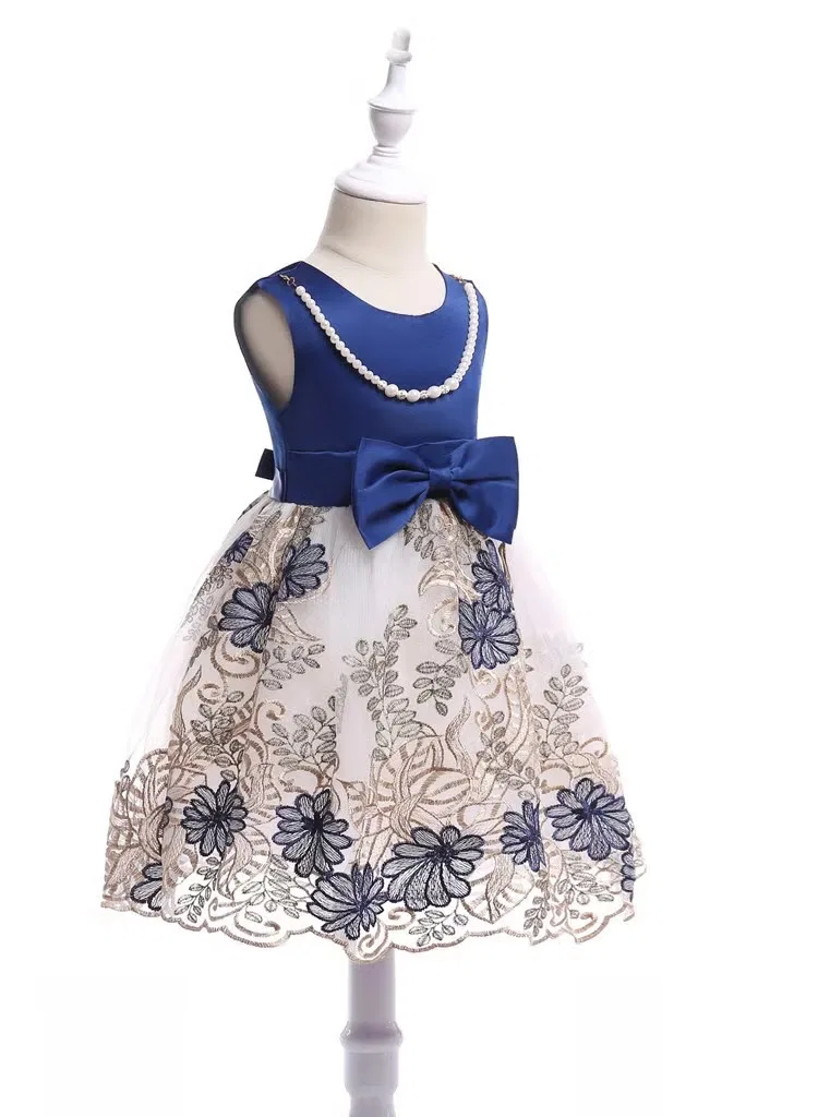Платье нарядное с длинным рукавом Best Gift Fashion, синее — фото 2