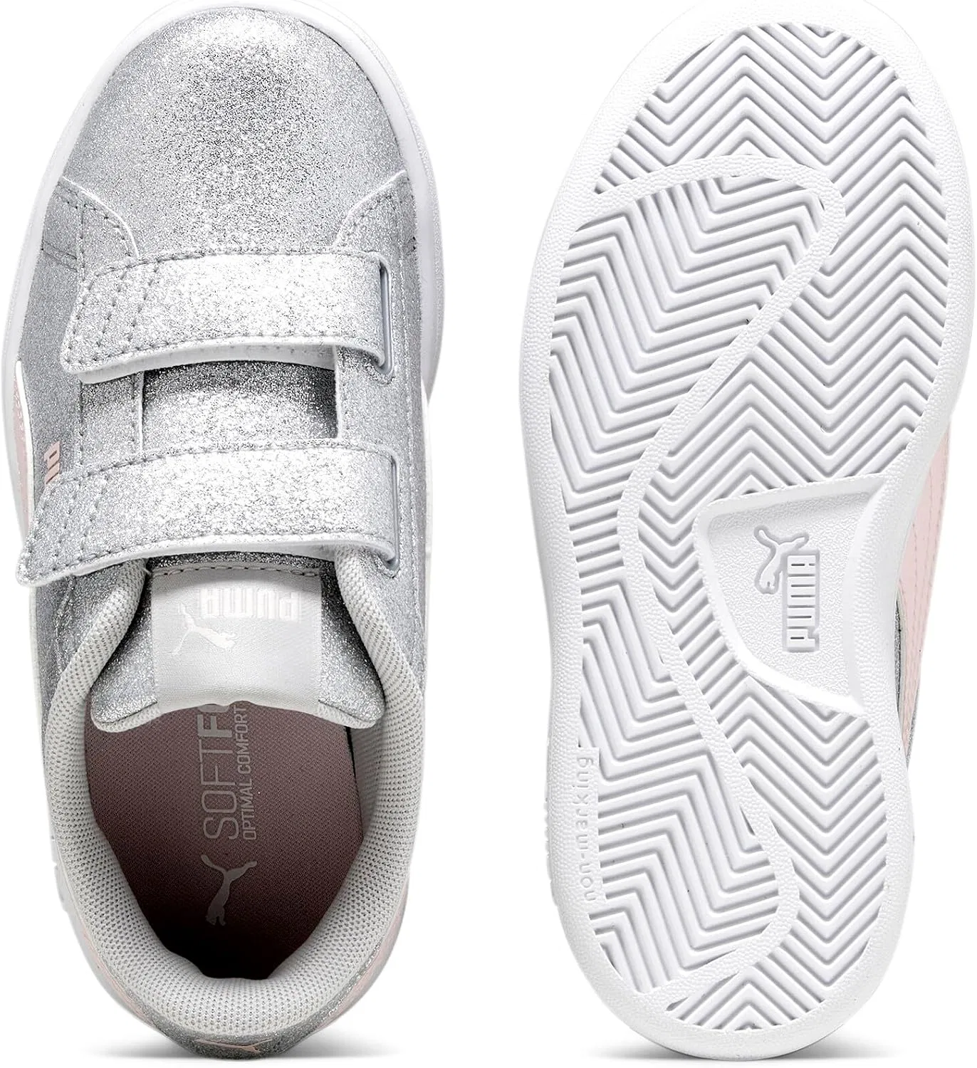 Детские кроссовки с липучкой Smash Hook and Loop PUMA, Glacial Gray-Frosty Pink — фото 3