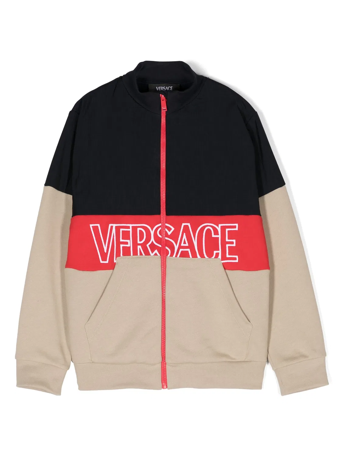 Свитшот с вышитым логотипом и молнией Versace, темно-синий