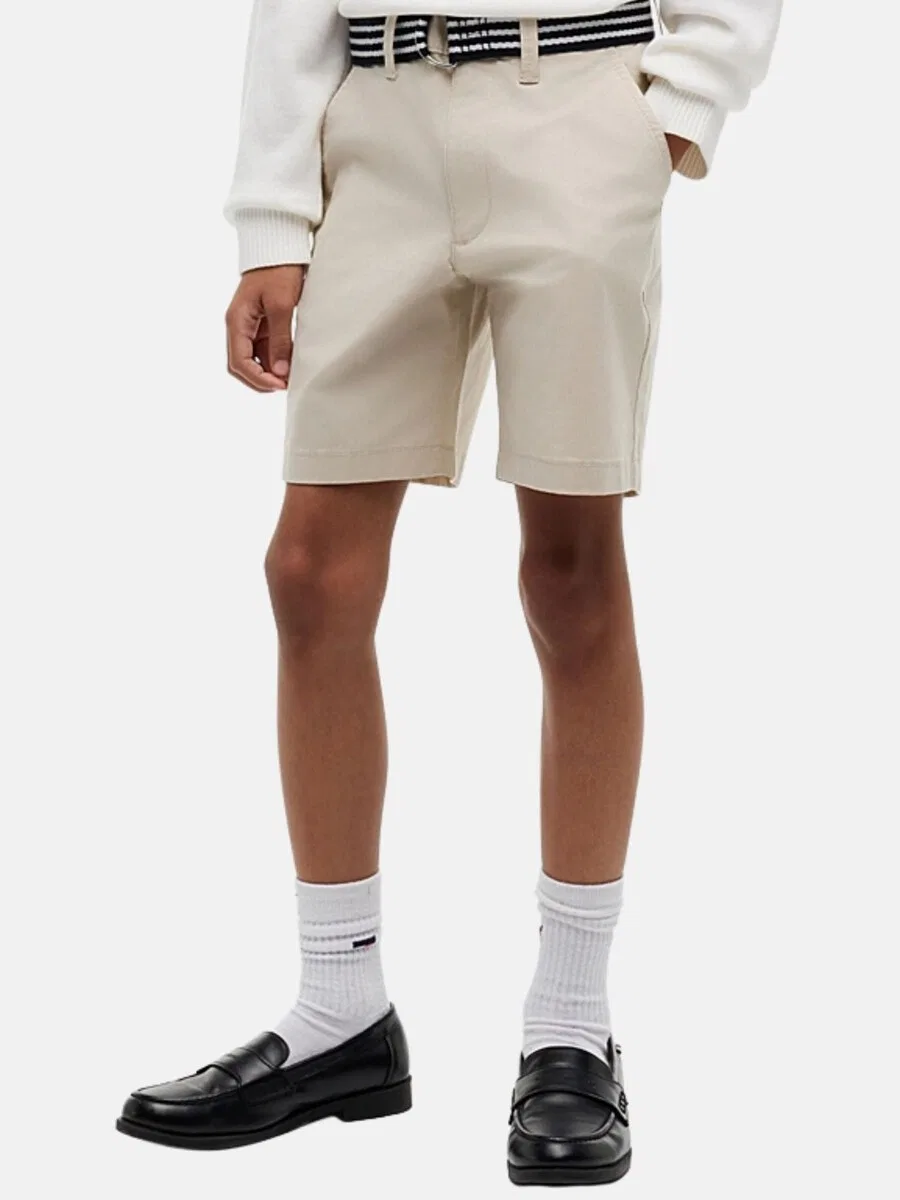 Детские свободные шорты 'Essential' кремового цвета Tommy Hilfiger Kids — фото 4