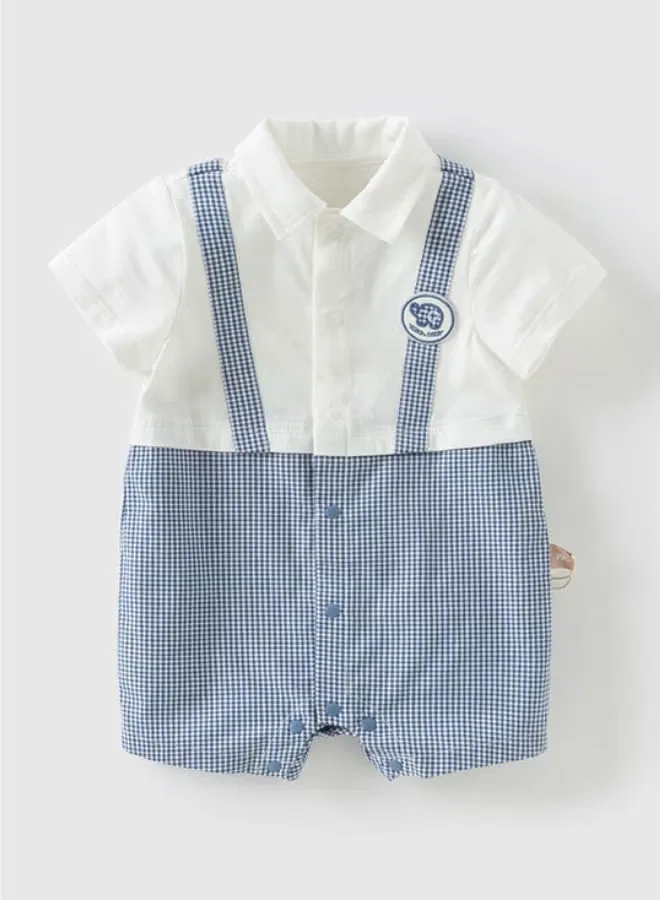 Боди-комбинезон с имитацией рубашки и подтяжек, модель Faux Suspenders, Dave & Bella, синий — фото 4