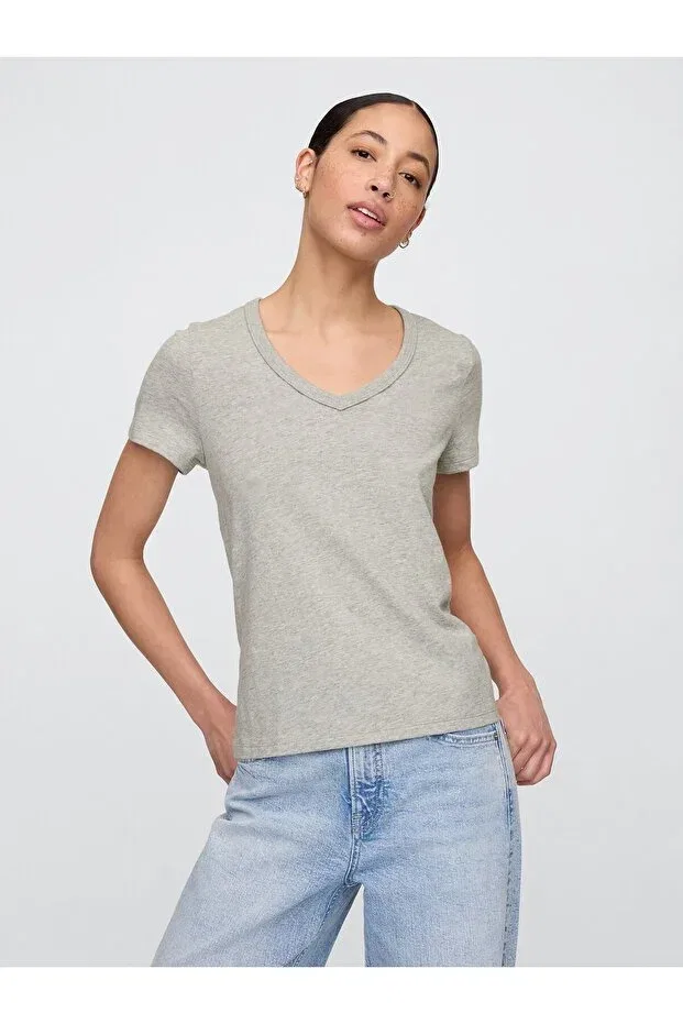 Женская футболка с v-образным вырезом Gap, Gray-010