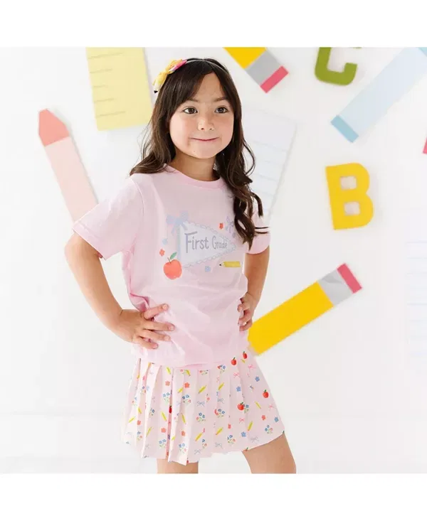 Детская футболка с принтом First Grade Pennant Sweet Wink, Ballet Pink — фото 4