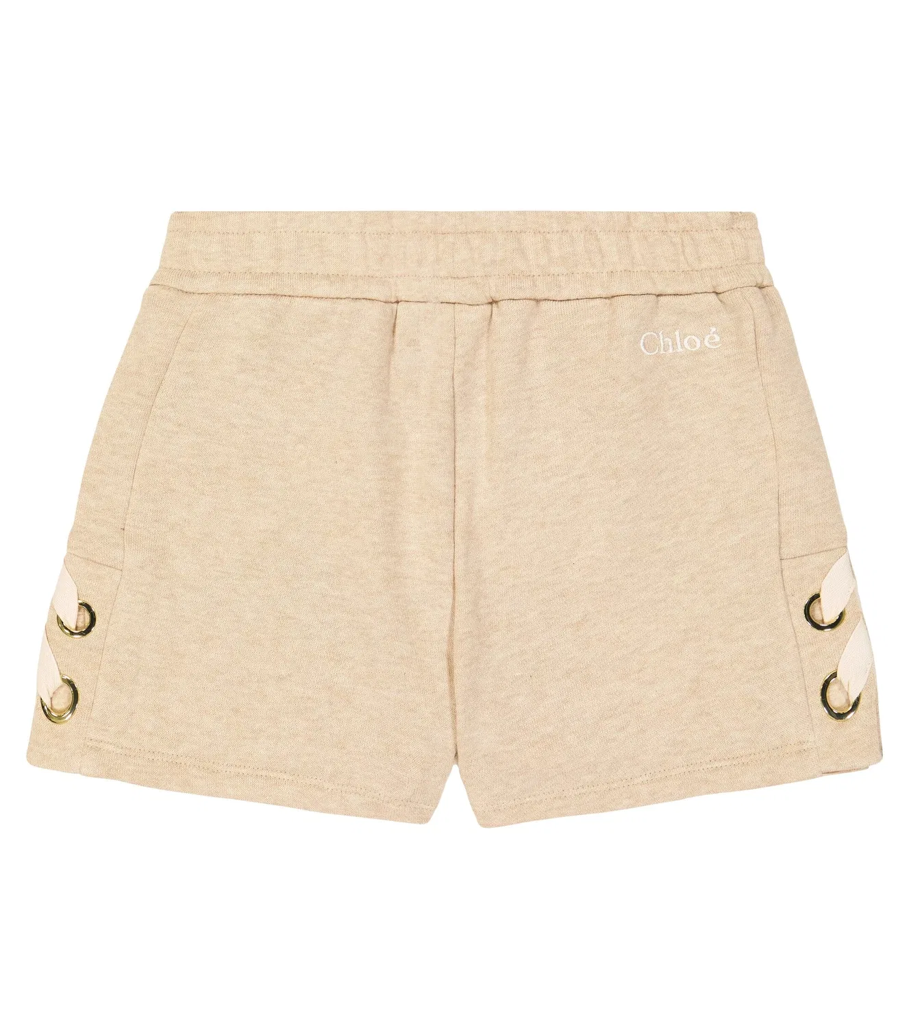 Шорты хлопковые Chloé Kids, бежевый — фото 4