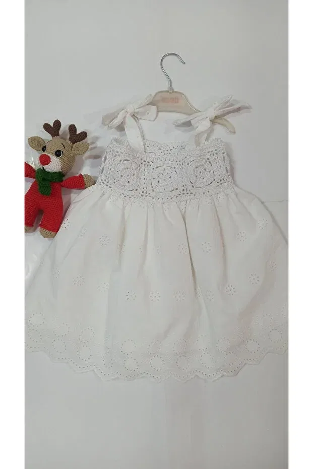 Детское платье для девочек с открытыми плечами Deco, White6