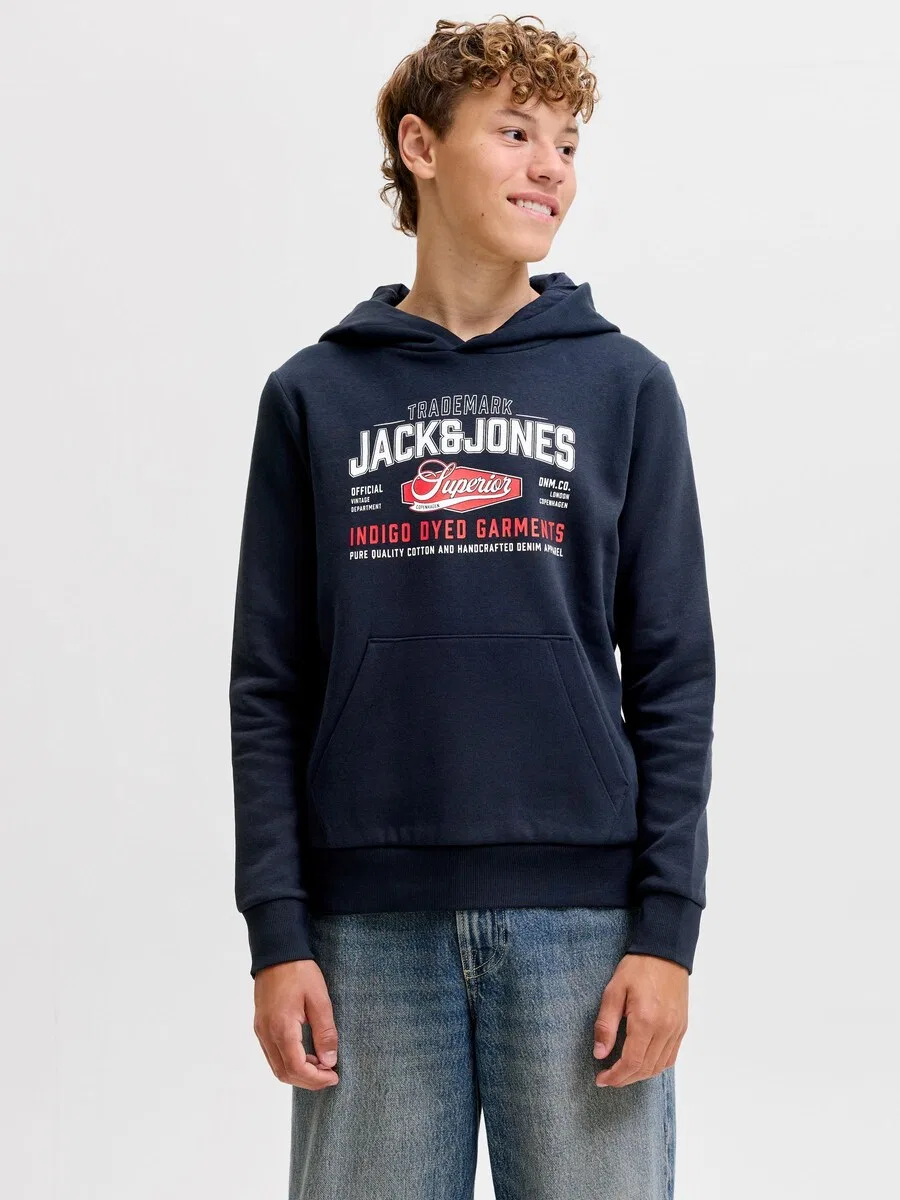 Детская толстовка синего цвета Jack & Jones Junior — фото 3