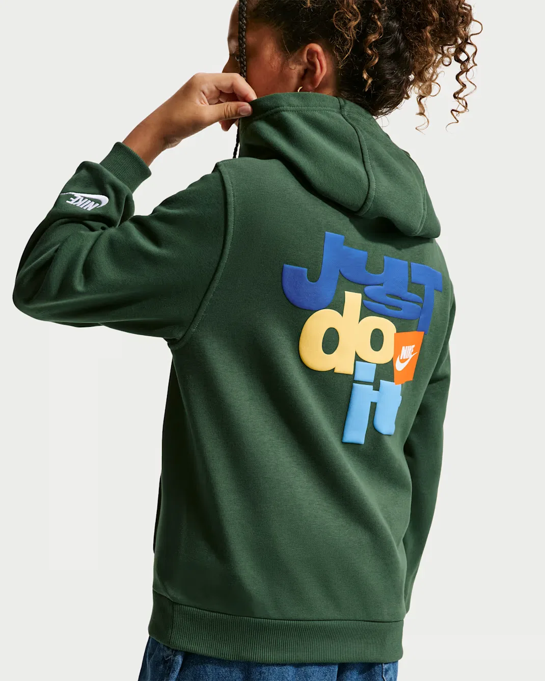 Толстовка из французского махрового трикотажа для детей постарше Nike Sportswear Club, Fir/White — фото 4