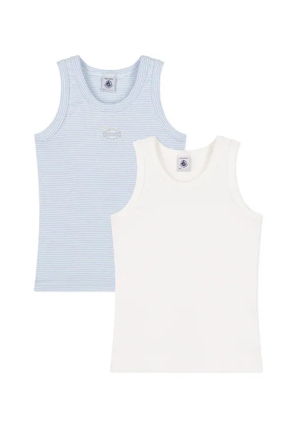 Майка полосатая Debardeurs cote 2 pack Petit Bateau, skyblue, white, белый/небесно-голубой
