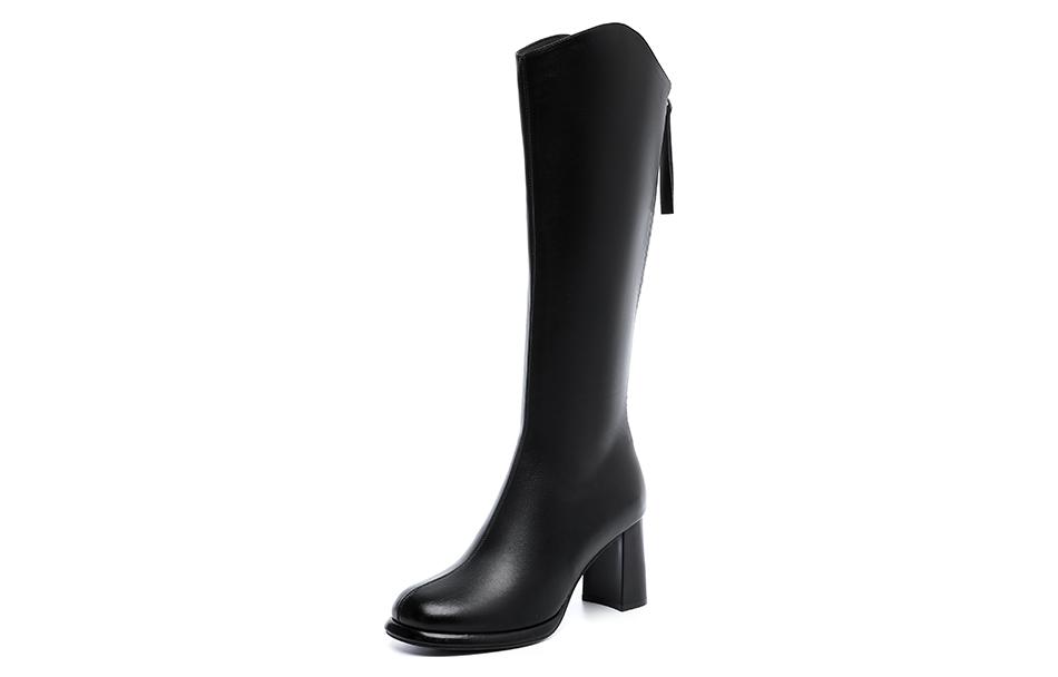 Женские сапоги DAPHNE кожаные на каблуке, черный — фото 2
