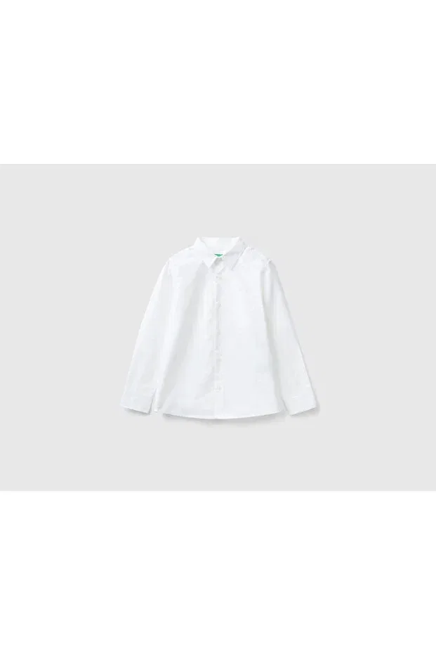 Детская рубашка для мальчиков с длинным рукавом Benetton, White