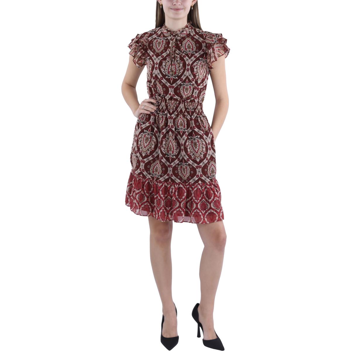 

Женское короткое мини-платье с завязкой на шее Vince Camuto, коричневый