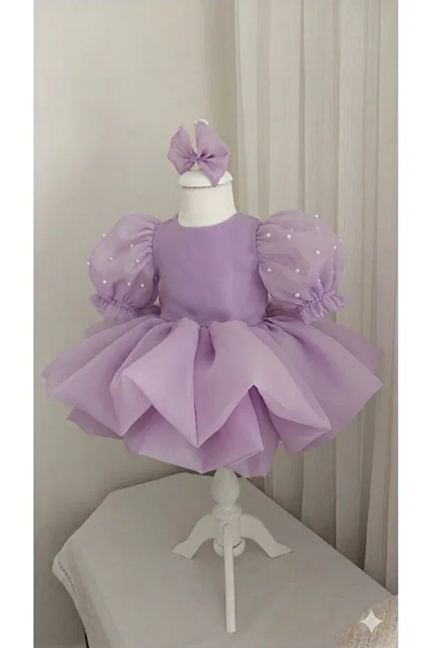 Детское платье для девочек с вышивкой Queen Tasarım, Purple — фото 2