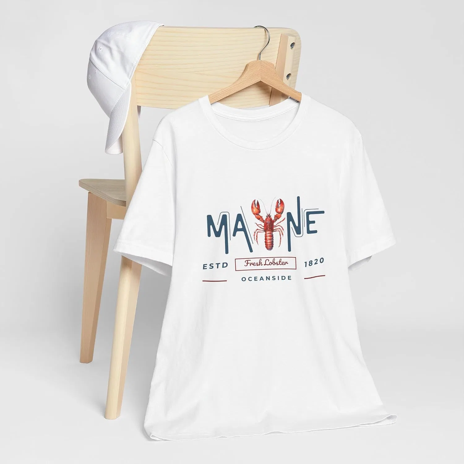 Футболка с лобстером Maine Bella Canvas 3001, White — фото 4