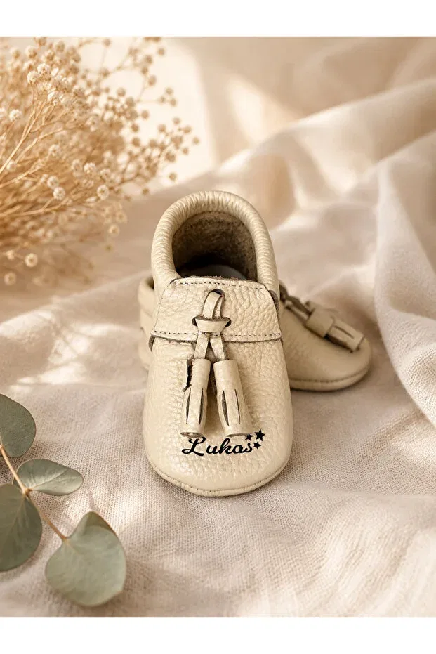 Детские мокасины для девочек из натуральной кожи Viela Gift Atelier, Nude Color — фото 3