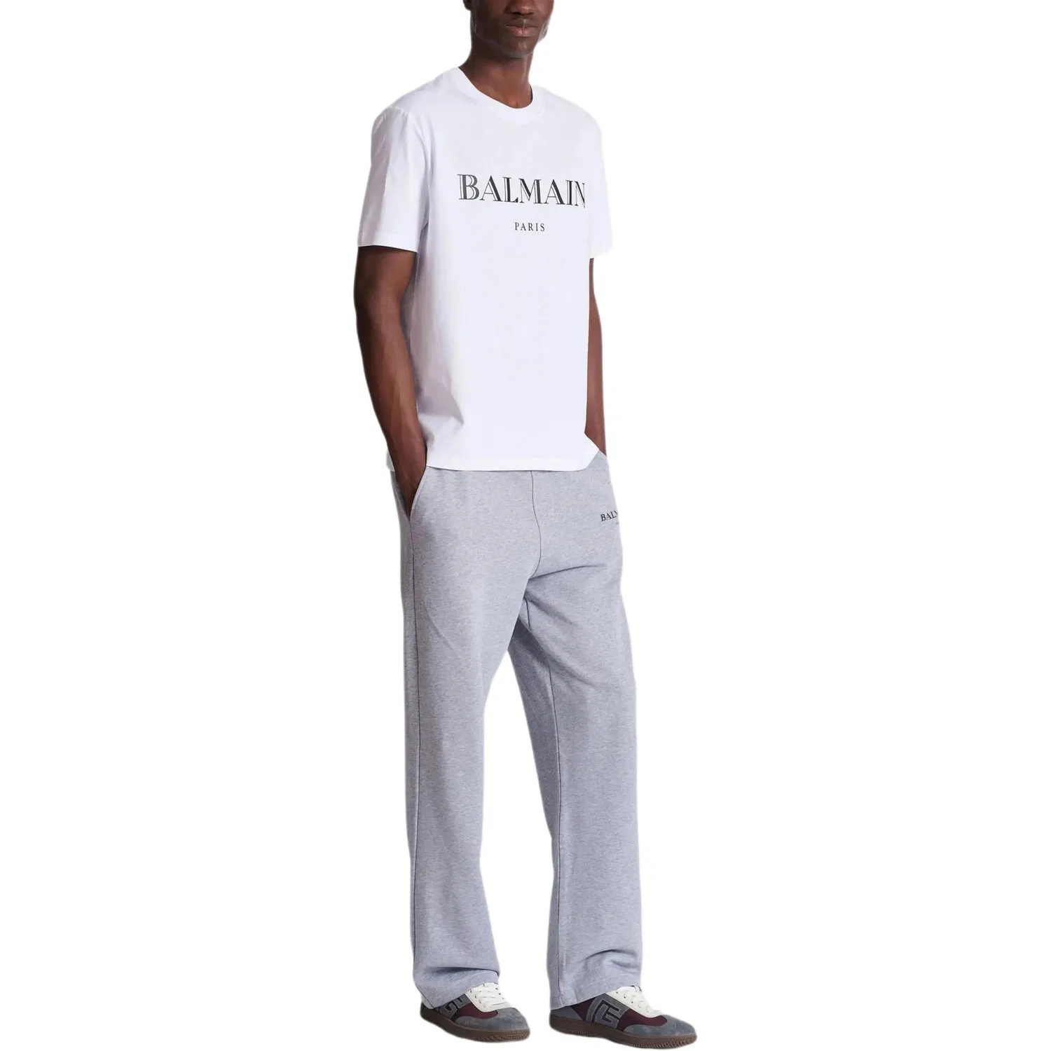 Мужская футболка с принтом Logo BALMAIN, Белый — фото 4