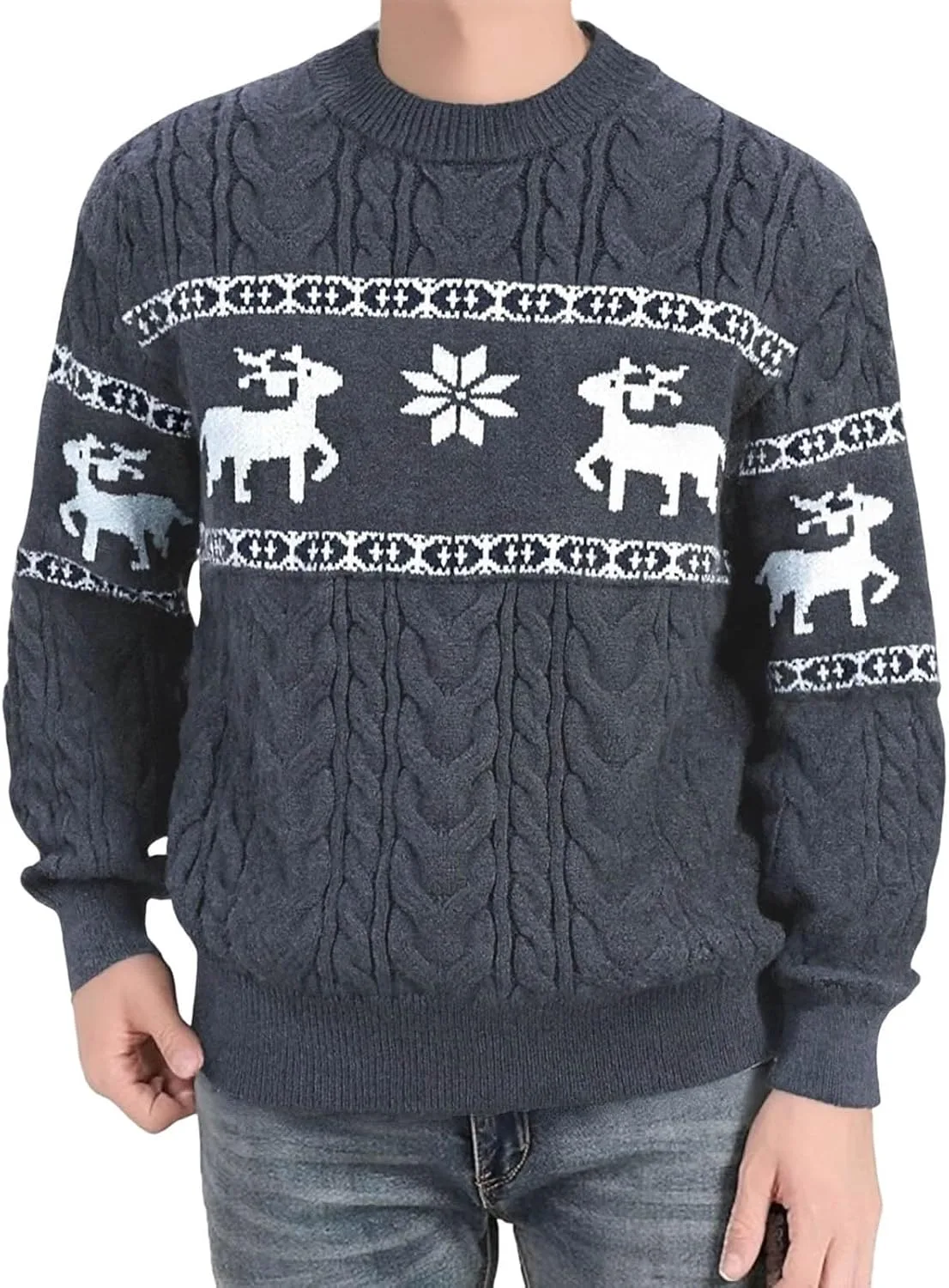 

Рождественский свитер мужской вязаный пуловер с длинным рукавом