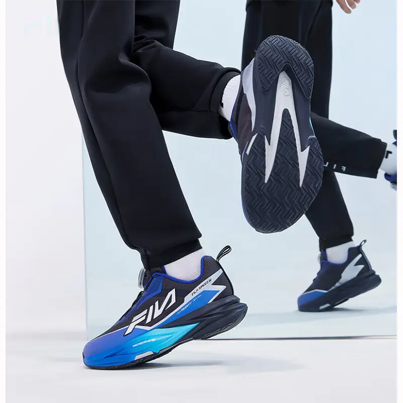 FILA KIDS Боа нескользящие, устойчивые к истиранию и отскоку низкие детские беговые кроссовки black blue — фото 4