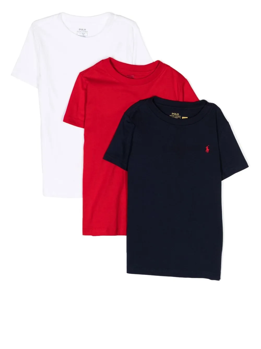 

Комплект из трех футболок с вышитым логотипом POLO RALPH LAUREN KIDS, мультиколор