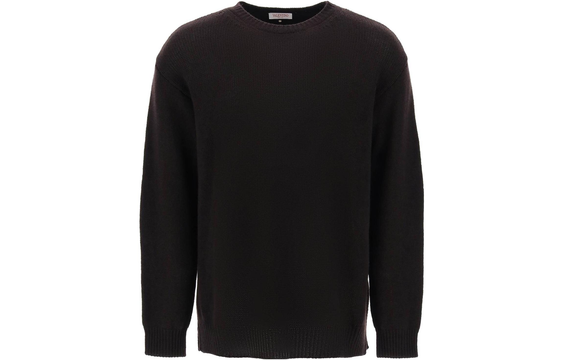 

Вязаный свитер с круглым вырезом Valentino, коричневый
