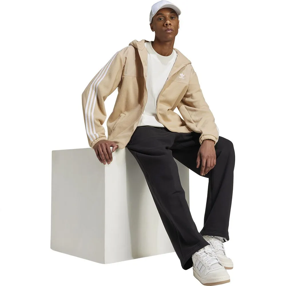 Толстовка adidas Originals Adicolor 3 Stripes Teddy Fleece full zip, бежевый — фото 4