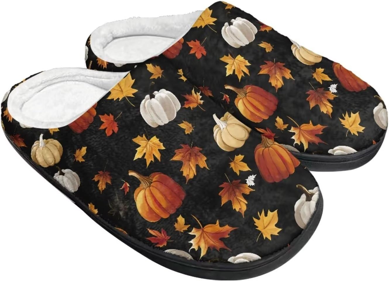 

Домашние тапочки на Хэллоуин из хлопка для женщин и мужчин, праздничные тапочки для дома, мягкие и теплые тапочки для спальни Buxolandt, Halloween Pumpkin Maple Leaf