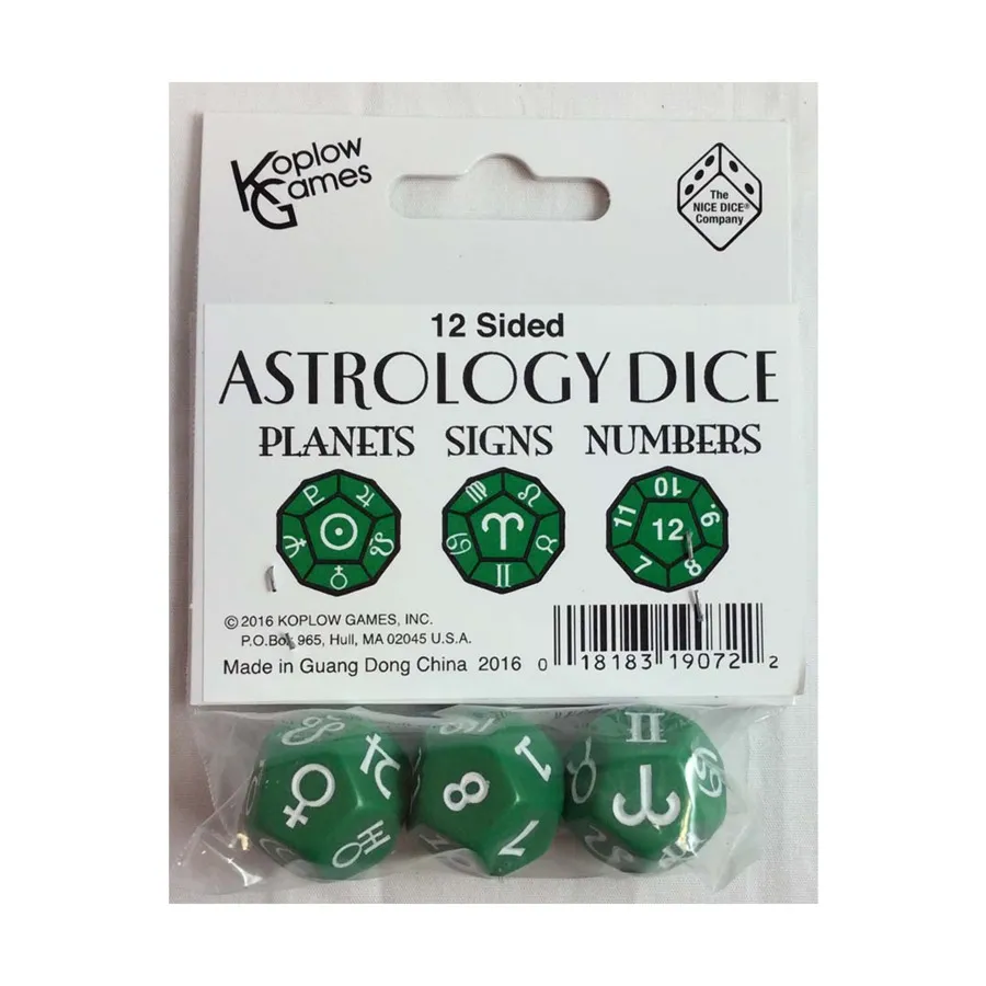 

d12 Астрологический кубик – зеленый (3), Dice - Symbols, Functional & Unique Dice