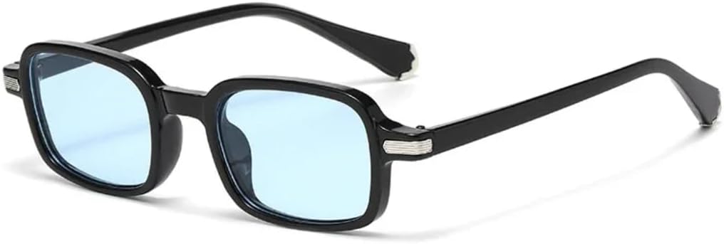 

Ретро прямоугольные женские солнцезащитные очки, модные прозрачные линзы с градиентом цвета океана, защита от УФ-излучения UV400, мужские очки с заклепками VFDHN, Black Blue