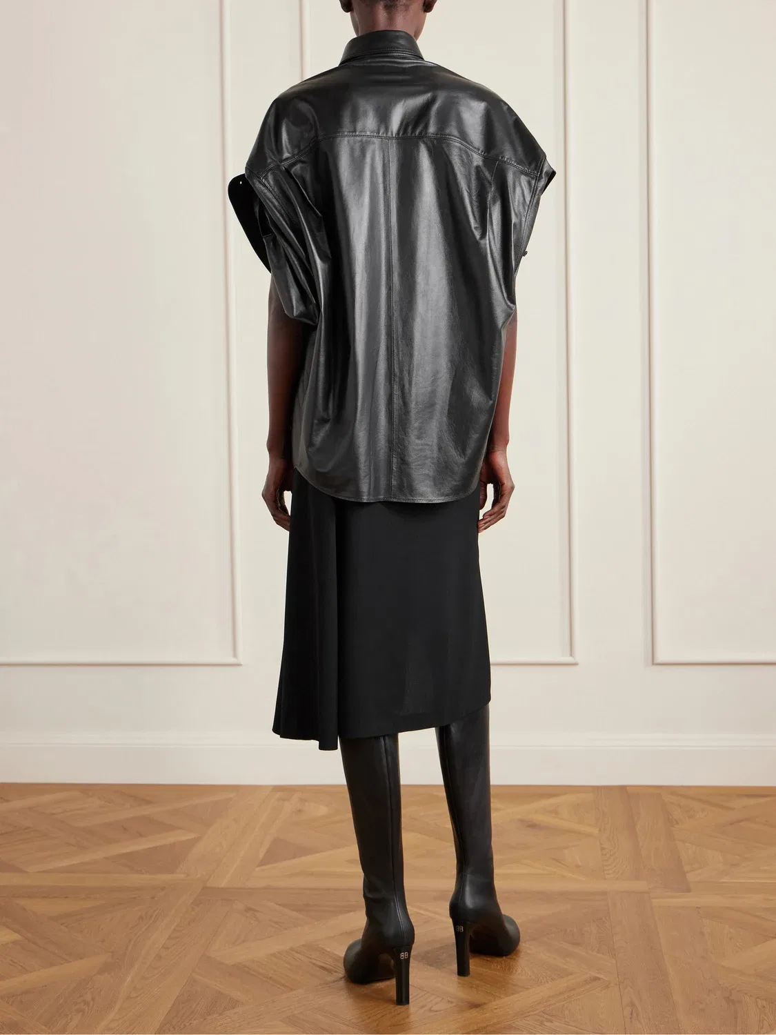 Кожаная рубашка BALENCIAGA, черный — фото 3