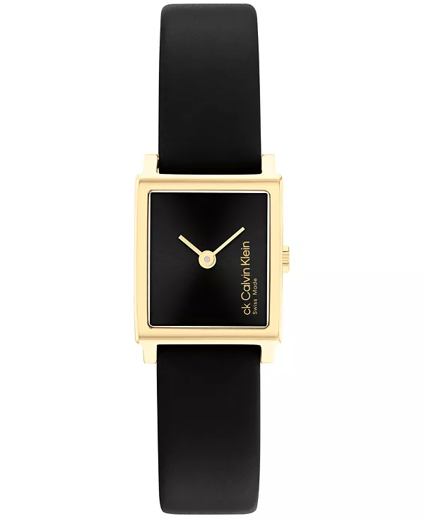 

Женские часы с удлиненным черным кожаным ремешком, 18,5 x 20,5 мм Calvin Klein, black