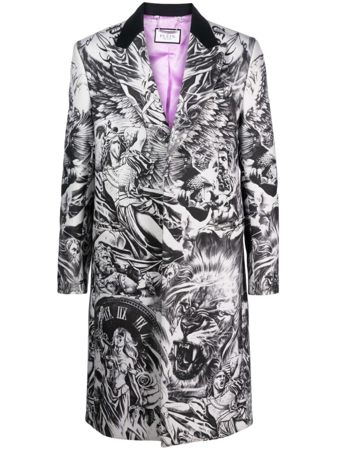 

Philipp Plein шерстяное пальто с принтом, серый