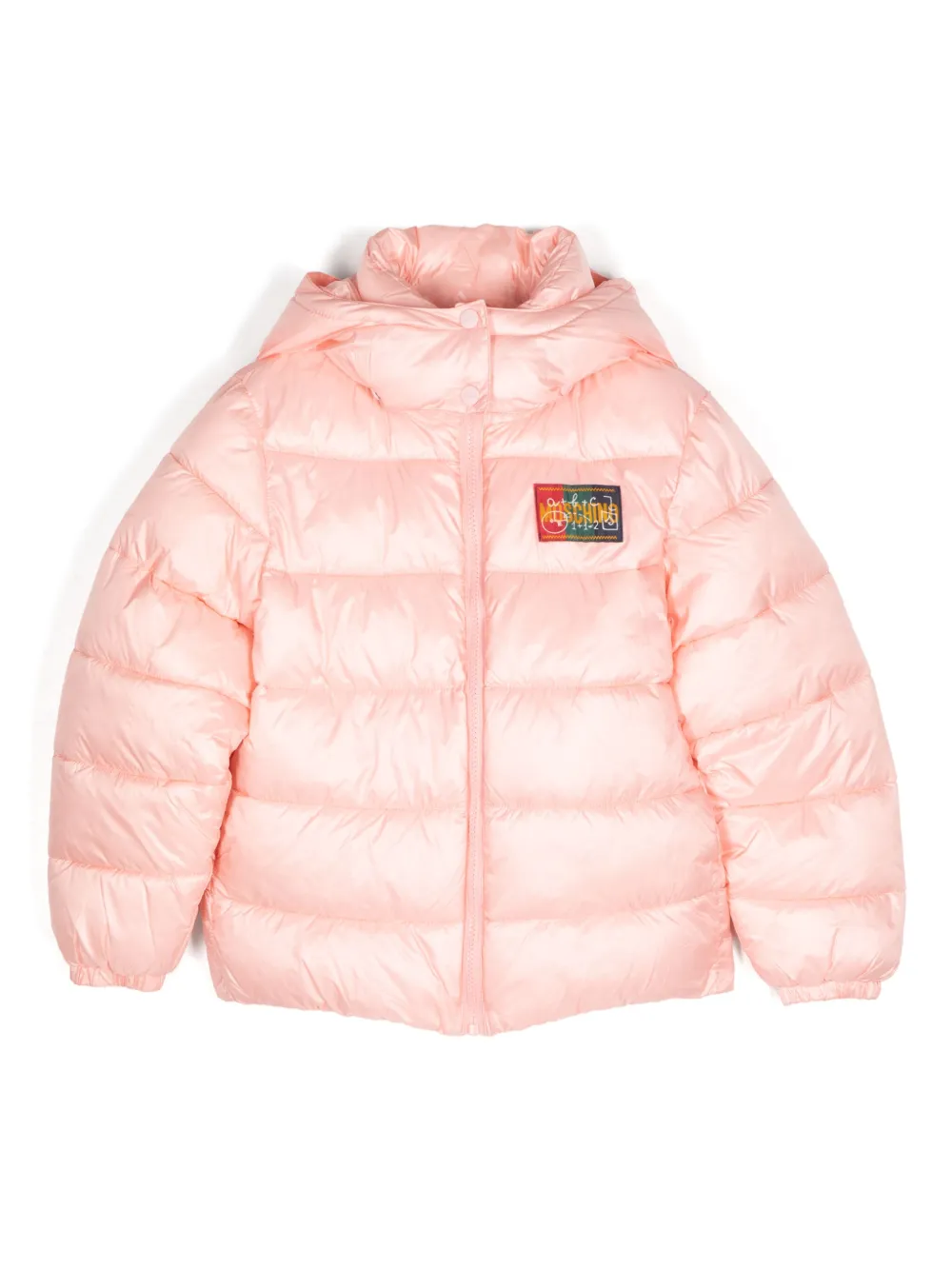 

Пуховик с нашивкой-логотипом Moschino Kids, розовый